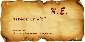 Mikecz Ernő névjegykártya